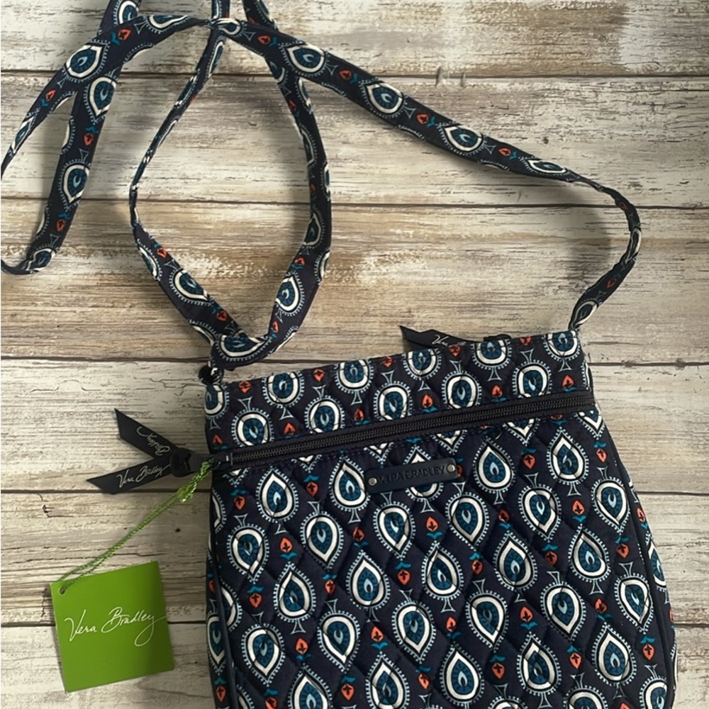 Vera Bradley Blue and Black Crossbody Bag with Pleated Design